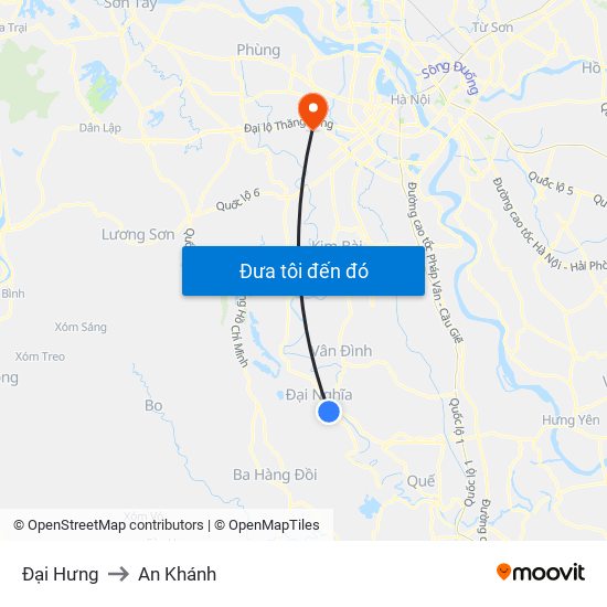 Đại Hưng to An Khánh map