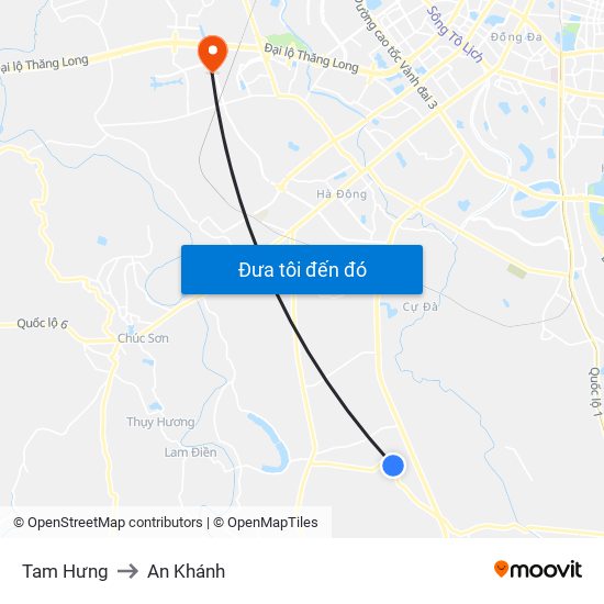 Tam Hưng to An Khánh map