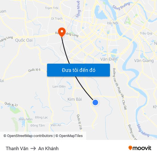Thanh Văn to An Khánh map