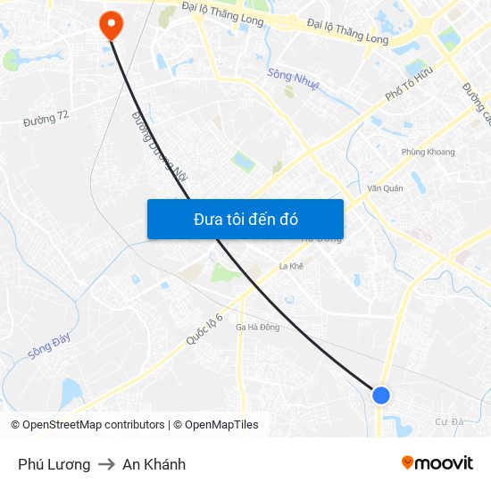 Phú Lương to An Khánh map