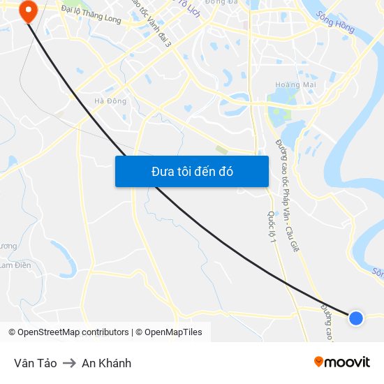 Vân Tảo to An Khánh map
