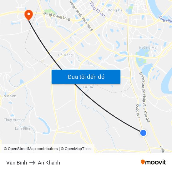 Văn Bình to An Khánh map