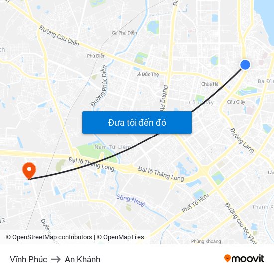 Vĩnh Phúc to An Khánh map