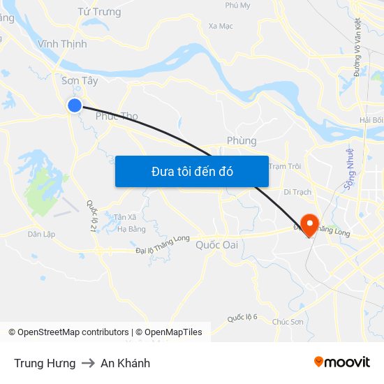 Trung Hưng to An Khánh map