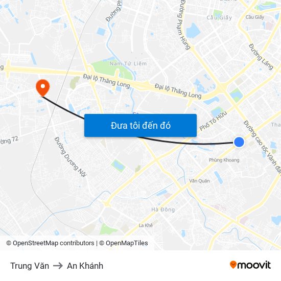 Trung Văn to An Khánh map