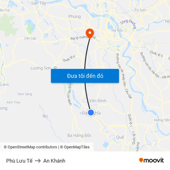 Phù Lưu Tế to An Khánh map