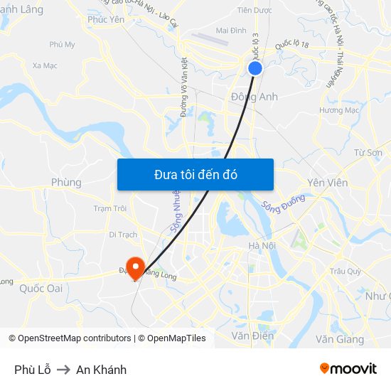 Phù Lỗ to An Khánh map