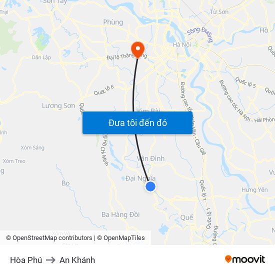 Hòa Phú to An Khánh map