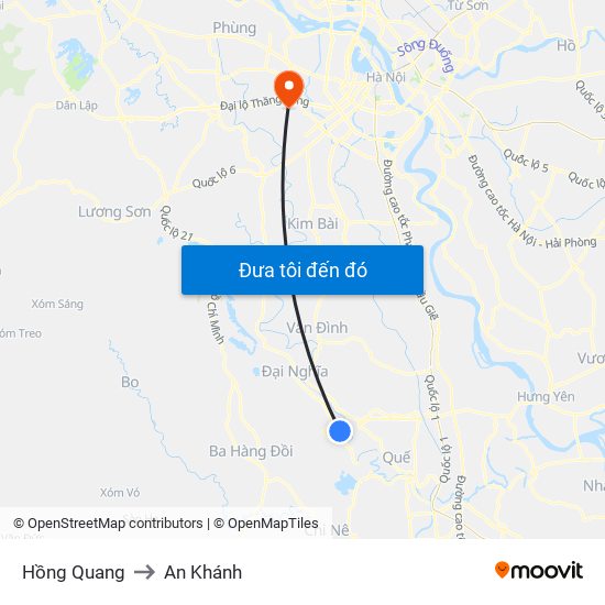 Hồng Quang to An Khánh map