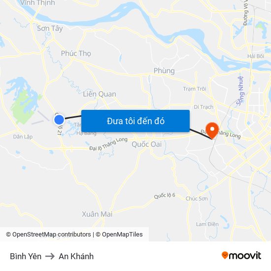 Bình Yên to An Khánh map