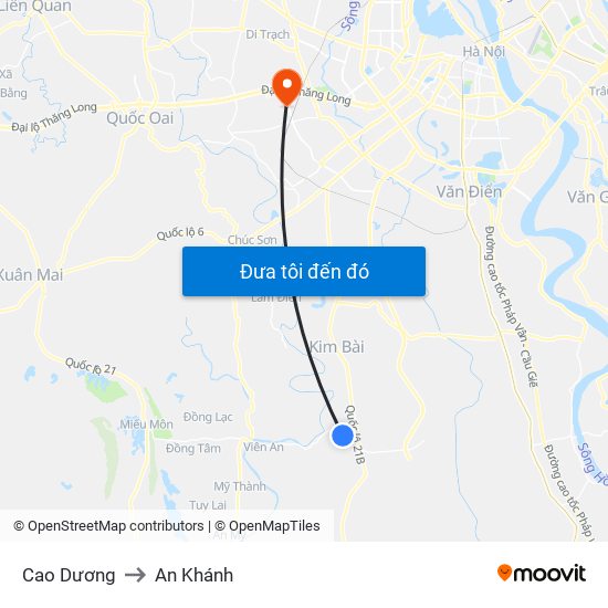 Cao Dương to An Khánh map