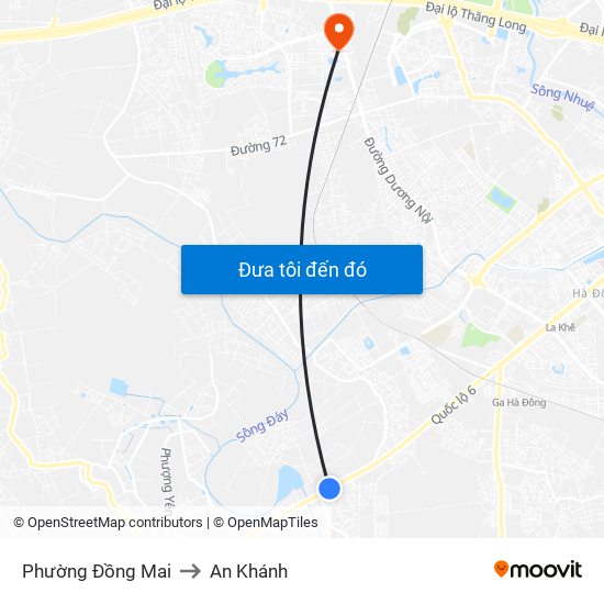 Phường Đồng Mai to An Khánh map