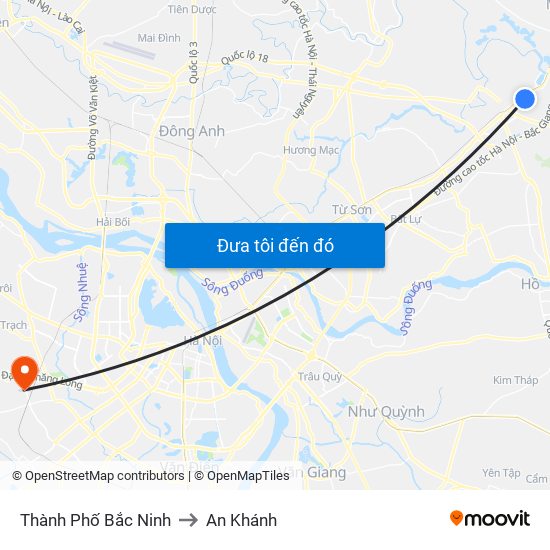 Thành Phố Bắc Ninh to An Khánh map