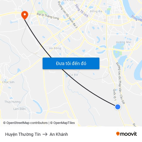 Huyện Thường Tín to An Khánh map