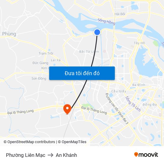 Phường Liên Mạc to An Khánh map