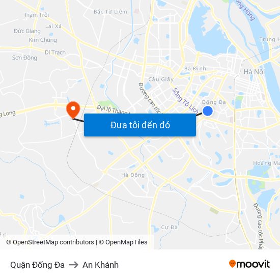 Quận Đống Đa to An Khánh map