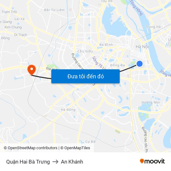 Quận Hai Bà Trưng to An Khánh map