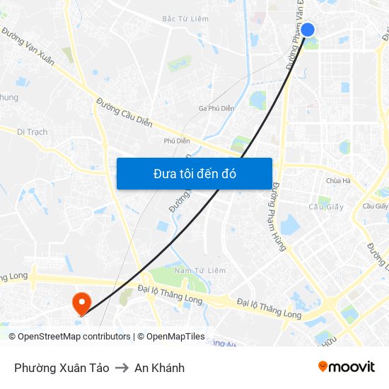 Phường Xuân Tảo to An Khánh map
