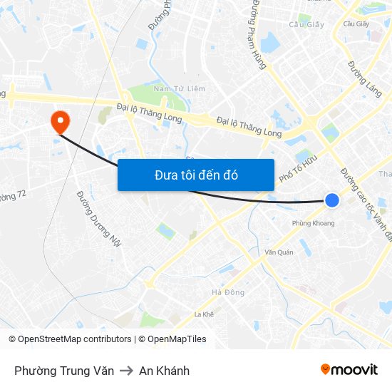 Phường Trung Văn to An Khánh map