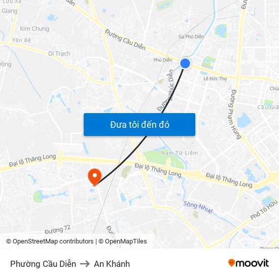Phường Cầu Diễn to An Khánh map