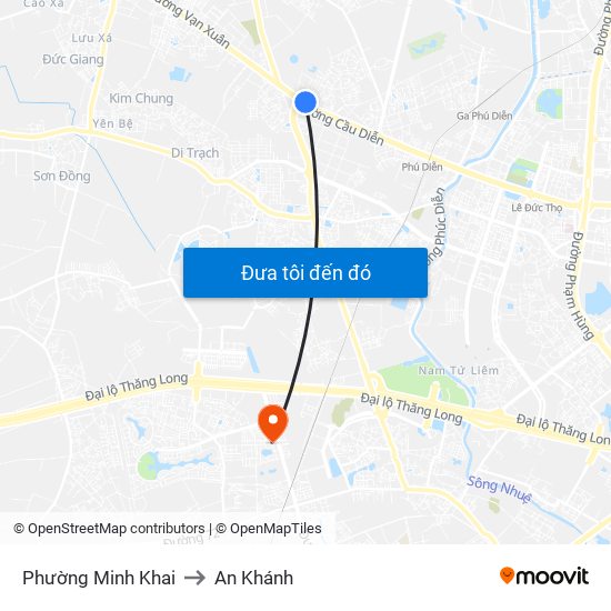 Phường Minh Khai to An Khánh map