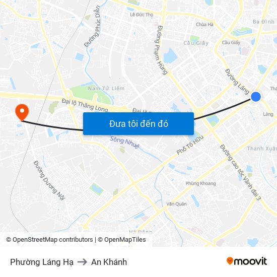 Phường Láng Hạ to An Khánh map