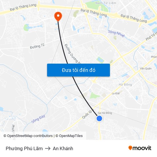 Phường Phú Lãm to An Khánh map