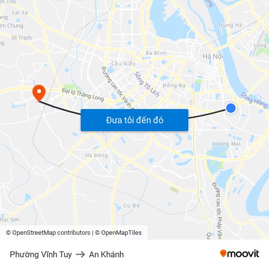 Phường Vĩnh Tuy to An Khánh map