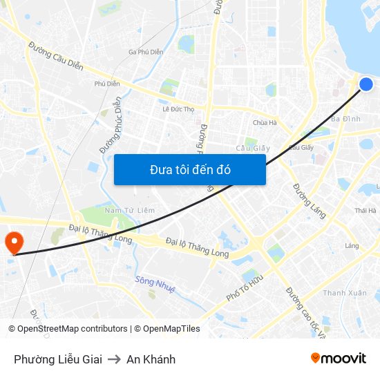Phường Liễu Giai to An Khánh map