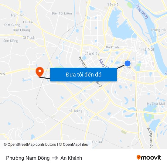Phường Nam Đồng to An Khánh map