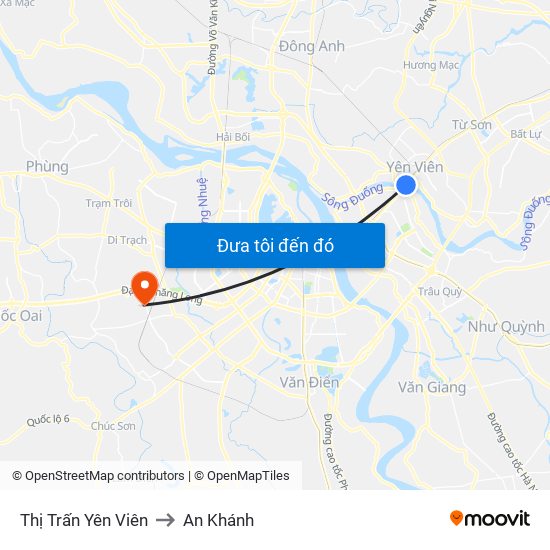 Thị Trấn Yên Viên to An Khánh map