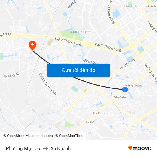 Phường Mộ Lao to An Khánh map