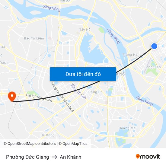 Phường Đức Giang to An Khánh map