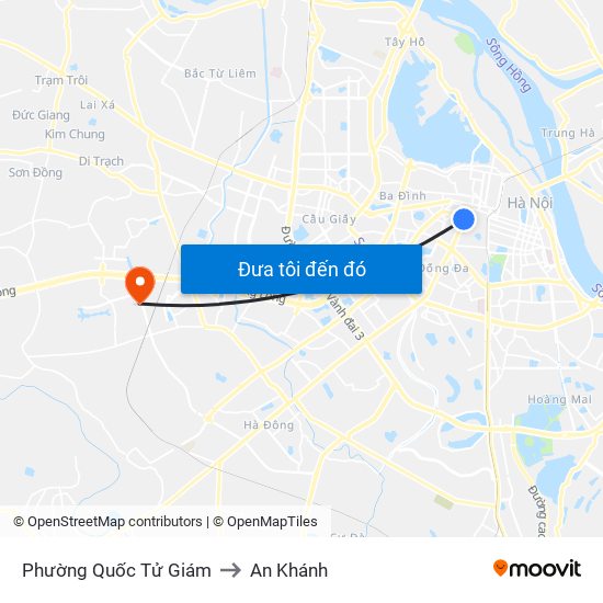 Phường Quốc Tử Giám to An Khánh map