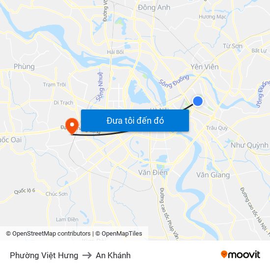 Phường Việt Hưng to An Khánh map