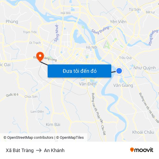 Xã Bát Tràng to An Khánh map