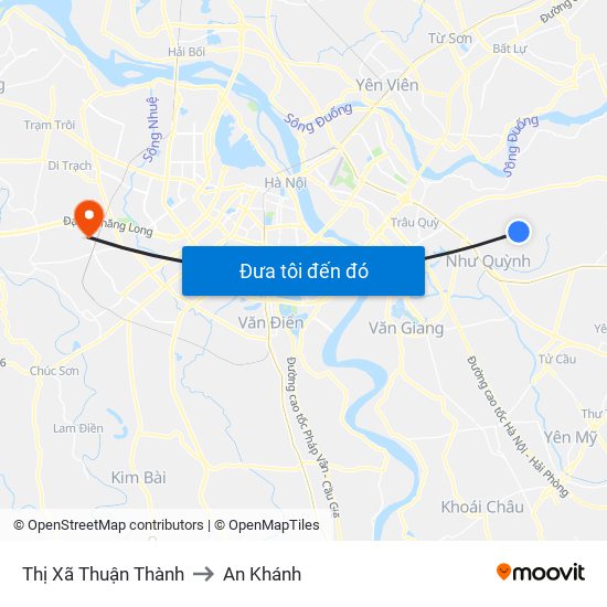 Thị Xã Thuận Thành to An Khánh map