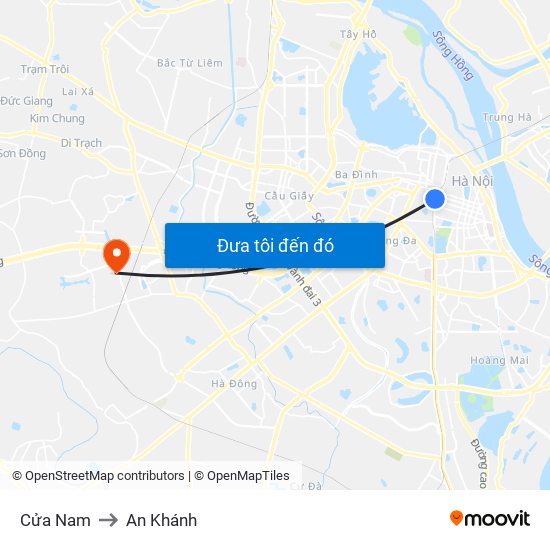 Cửa Nam to An Khánh map