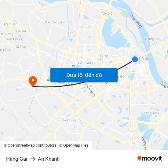 Hàng Gai to An Khánh map