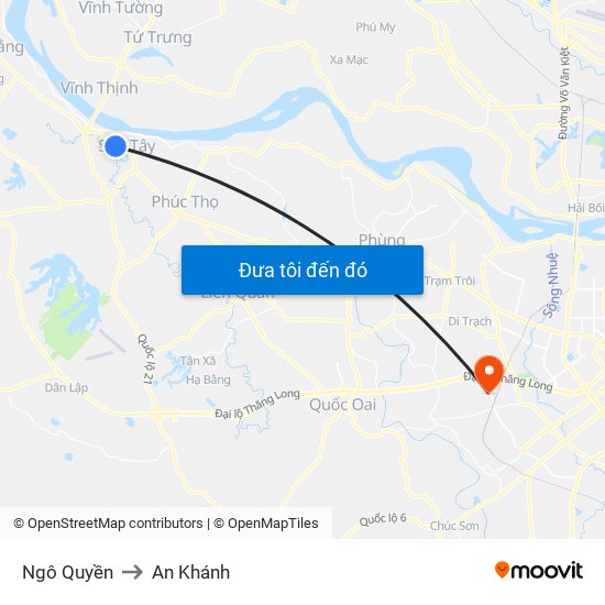 Ngô Quyền to An Khánh map