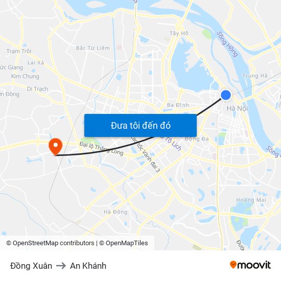 Đồng Xuân to An Khánh map
