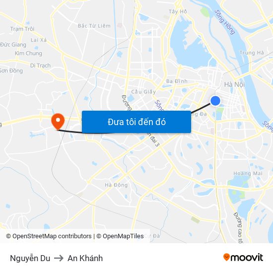 Nguyễn Du to An Khánh map