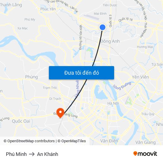 Phú Minh to An Khánh map