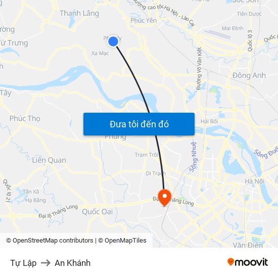 Tự Lập to An Khánh map