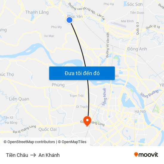 Tiền Châu to An Khánh map