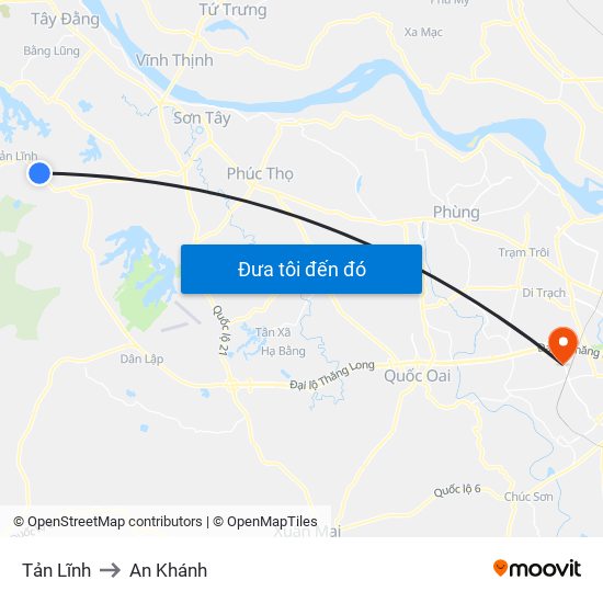 Tản Lĩnh to An Khánh map