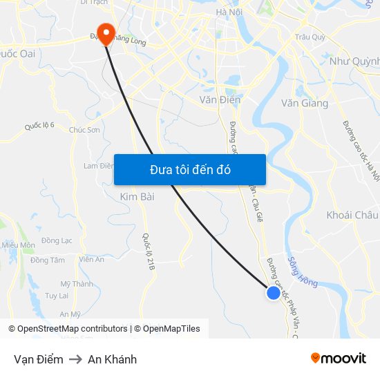 Vạn Điểm to An Khánh map