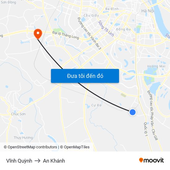 Vĩnh Quỳnh to An Khánh map