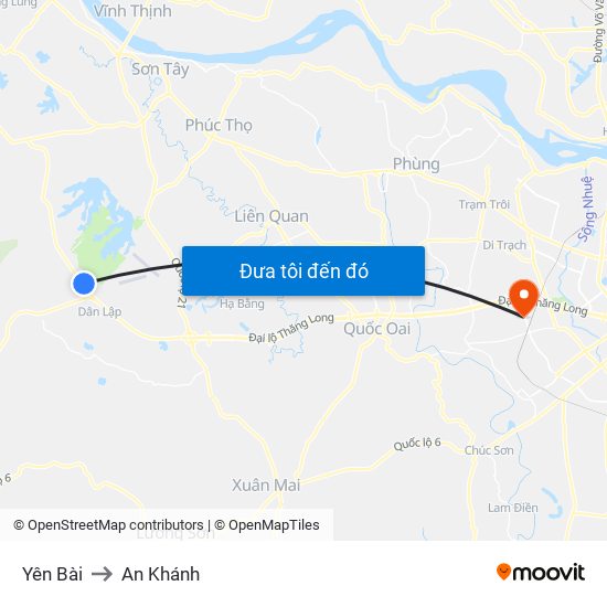 Yên Bài to An Khánh map