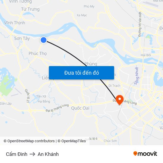 Cẩm Đình to An Khánh map